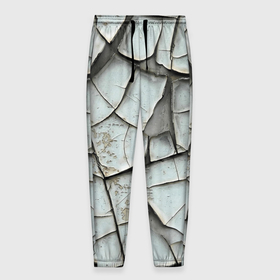 Мужские брюки 3D с принтом Старая растрескавшаяся краска в Петрозаводске, 100% полиэстер | манжеты по низу, эластичный пояс регулируется шнурком, по бокам два кармана без застежек, внутренняя часть кармана из мелкой сетки | 