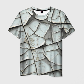 Мужская футболка 3D с принтом Старая растрескавшаяся краска в Петрозаводске, 100% полиэфир | прямой крой, круглый вырез горловины, длина до линии бедер | 