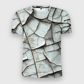 Мужская футболка 3D Slim с принтом Старая растрескавшаяся краска в Белгороде, 100% полиэстер с улучшенными характеристиками | приталенный силуэт, круглая горловина, широкие плечи, сужается к линии бедра | Тематика изображения на принте: 