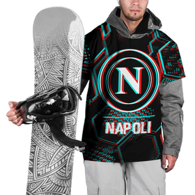 Накидка на куртку 3D с принтом Napoli FC в стиле glitch на темном фоне в Петрозаводске, 100% полиэстер |  | 
