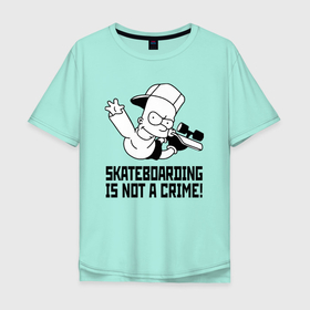 Мужская футболка хлопок Oversize с принтом Skateboarding is not a crime , 100% хлопок | свободный крой, круглый ворот, “спинка” длиннее передней части | 