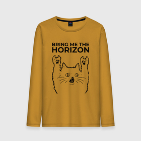 Мужской лонгслив хлопок с принтом Bring Me the Horizon   rock cat в Кировске, 100% хлопок |  | 