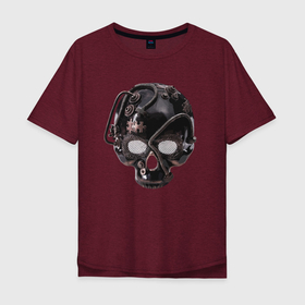 Мужская футболка хлопок Oversize с принтом Металлический авангардный череп в Екатеринбурге, 100% хлопок | свободный крой, круглый ворот, “спинка” длиннее передней части | 