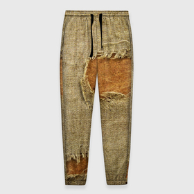 Мужские брюки 3D с принтом Старая рваная мешковина   авангард в Тюмени, 100% полиэстер | манжеты по низу, эластичный пояс регулируется шнурком, по бокам два кармана без застежек, внутренняя часть кармана из мелкой сетки | 