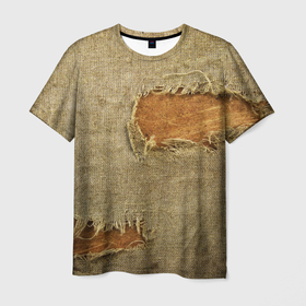 Мужская футболка 3D с принтом Старая рваная мешковина   авангард в Тюмени, 100% полиэфир | прямой крой, круглый вырез горловины, длина до линии бедер | 