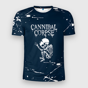 Мужская футболка 3D Slim с принтом Cannibal Corpse   брызги , 100% полиэстер с улучшенными характеристиками | приталенный силуэт, круглая горловина, широкие плечи, сужается к линии бедра | Тематика изображения на принте: 