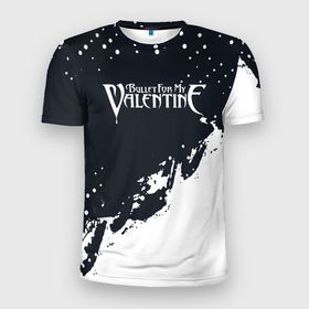 Мужская футболка 3D Slim с принтом Bullet For My Valentine краска в Тюмени, 100% полиэстер с улучшенными характеристиками | приталенный силуэт, круглая горловина, широкие плечи, сужается к линии бедра | 