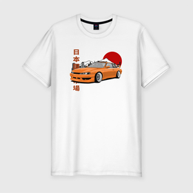 Мужская футболка хлопок Slim с принтом Silvia s14 JDM Retro Car в Кировске, 92% хлопок, 8% лайкра | приталенный силуэт, круглый вырез ворота, длина до линии бедра, короткий рукав | 