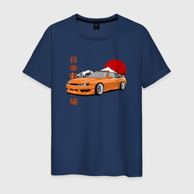 Мужская футболка хлопок с принтом Silvia s14 JDM Retro Car в Курске, 100% хлопок | прямой крой, круглый вырез горловины, длина до линии бедер, слегка спущенное плечо. | 