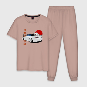 Мужская пижама хлопок с принтом Honda s2000 Roadster Tuning Car в Белгороде, 100% хлопок | брюки и футболка прямого кроя, без карманов, на брюках мягкая резинка на поясе и по низу штанин
 | 