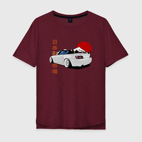 Мужская футболка хлопок Oversize с принтом Honda s2000 Roadster Tuning Car в Тюмени, 100% хлопок | свободный крой, круглый ворот, “спинка” длиннее передней части | Тематика изображения на принте: 