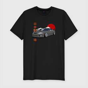 Мужская футболка хлопок Slim с принтом Toyota Soarer 2jz gte JDM Retro Design в Тюмени, 92% хлопок, 8% лайкра | приталенный силуэт, круглый вырез ворота, длина до линии бедра, короткий рукав | Тематика изображения на принте: 