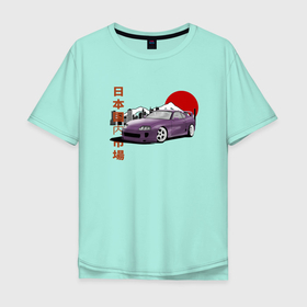 Мужская футболка хлопок Oversize с принтом Toyota Supra A80 Mk4 Japan Legend в Екатеринбурге, 100% хлопок | свободный крой, круглый ворот, “спинка” длиннее передней части | Тематика изображения на принте: 