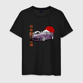 Мужская футболка хлопок с принтом Toyota Supra A80 Mk4 Japan Legend в Курске, 100% хлопок | прямой крой, круглый вырез горловины, длина до линии бедер, слегка спущенное плечо. | 