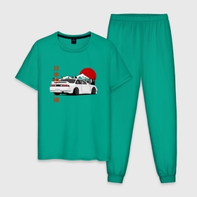 Мужская пижама хлопок с принтом Nissan Silvia S14 Sr20 Japan Car в Курске, 100% хлопок | брюки и футболка прямого кроя, без карманов, на брюках мягкая резинка на поясе и по низу штанин
 | Тематика изображения на принте: 