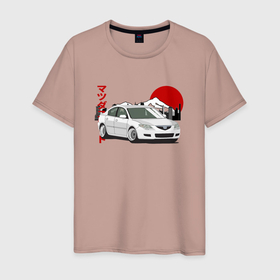 Мужская футболка хлопок с принтом Mazda 3 bk JDM Retro в Кировске, 100% хлопок | прямой крой, круглый вырез горловины, длина до линии бедер, слегка спущенное плечо. | 