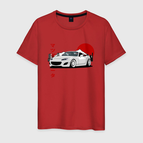 Мужская футболка хлопок с принтом Mazda MX 5 NC Miata NC JDM Design в Новосибирске, 100% хлопок | прямой крой, круглый вырез горловины, длина до линии бедер, слегка спущенное плечо. | 