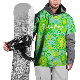 Накидка на куртку 3D с принтом Portal and logo Rick and Morty в Кировске, 100% полиэстер |  | Тематика изображения на принте: 