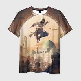 Мужская футболка 3D с принтом Assassins Creed Mirage в Курске, 100% полиэфир | прямой крой, круглый вырез горловины, длина до линии бедер | 