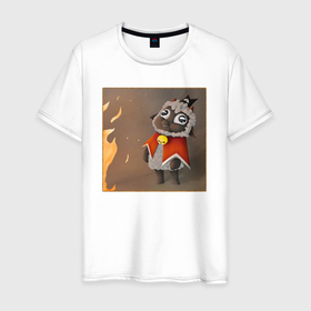 Мужская футболка хлопок с принтом Cult of the Lamb   Картина   Ягнёнок и огонь в Екатеринбурге, 100% хлопок | прямой крой, круглый вырез горловины, длина до линии бедер, слегка спущенное плечо. | 