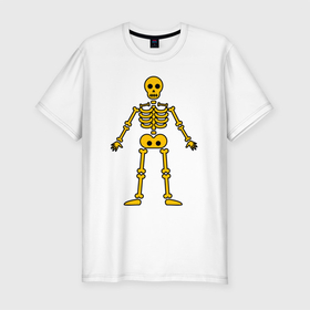 Мужская футболка хлопок Slim с принтом Жёлтый скелетик , 92% хлопок, 8% лайкра | приталенный силуэт, круглый вырез ворота, длина до линии бедра, короткий рукав | 