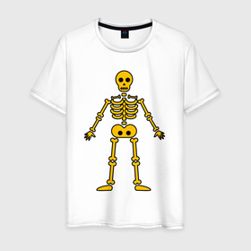 Мужская футболка хлопок с принтом Жёлтый скелетик , 100% хлопок | прямой крой, круглый вырез горловины, длина до линии бедер, слегка спущенное плечо. | 