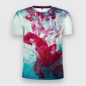 Мужская футболка 3D Slim с принтом Абстрактный красочный дым в Курске, 100% полиэстер с улучшенными характеристиками | приталенный силуэт, круглая горловина, широкие плечи, сужается к линии бедра | 