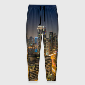 Мужские брюки 3D с принтом Ночной красочный город , 100% полиэстер | манжеты по низу, эластичный пояс регулируется шнурком, по бокам два кармана без застежек, внутренняя часть кармана из мелкой сетки | 