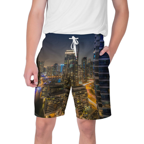 Мужские шорты 3D с принтом Ночной красочный город в Петрозаводске,  полиэстер 100% | прямой крой, два кармана без застежек по бокам. Мягкая трикотажная резинка на поясе, внутри которой широкие завязки. Длина чуть выше колен | 