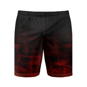 Мужские шорты спортивные с принтом Черный однотонный и гранжевый красный ,  |  | Тематика изображения на принте: 