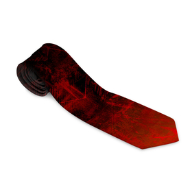 Галстук 3D с принтом Черный однотонный и гранжевый красный в Санкт-Петербурге, 100% полиэстер | Длина 148 см; Плотность 150-180 г/м2 | 