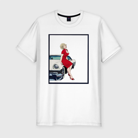Мужская футболка хлопок Slim с принтом Автоледи рисунок в Курске, 92% хлопок, 8% лайкра | приталенный силуэт, круглый вырез ворота, длина до линии бедра, короткий рукав | 