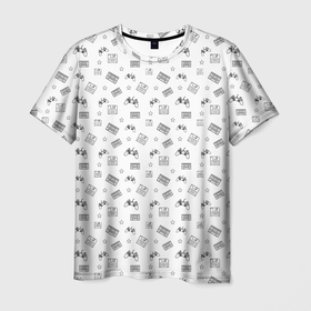 Мужская футболка 3D с принтом 90s pattern on white в Курске, 100% полиэфир | прямой крой, круглый вырез горловины, длина до линии бедер | 