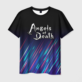 Мужская футболка 3D с принтом Angels of Death stream в Екатеринбурге, 100% полиэфир | прямой крой, круглый вырез горловины, длина до линии бедер | Тематика изображения на принте: 
