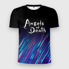 Мужская футболка 3D Slim с принтом Angels of Death stream в Санкт-Петербурге, 100% полиэстер с улучшенными характеристиками | приталенный силуэт, круглая горловина, широкие плечи, сужается к линии бедра | 