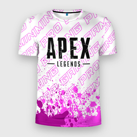 Мужская футболка 3D Slim с принтом Apex Legends pro gaming: символ сверху в Петрозаводске, 100% полиэстер с улучшенными характеристиками | приталенный силуэт, круглая горловина, широкие плечи, сужается к линии бедра | 