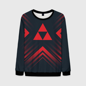 Мужской свитшот 3D с принтом Красный символ Zelda на темном фоне со стрелками в городе Новоалтайск, 100% полиэстер с мягким внутренним слоем | круглый вырез горловины, мягкая резинка на манжетах и поясе, свободная посадка по фигуре | 
