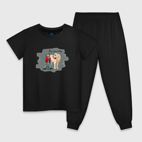 Детская пижама хлопок с принтом Алабай My Security в Курске, 100% хлопок |  брюки и футболка прямого кроя, без карманов, на брюках мягкая резинка на поясе и по низу штанин
 | 
