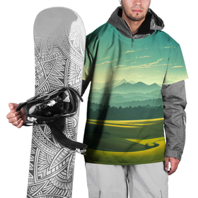 Накидка на куртку 3D с принтом Зелёная долина, пейзаж в Тюмени, 100% полиэстер |  | Тематика изображения на принте: 