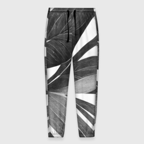Мужские брюки 3D с принтом Чёрно белый тропический вайб в Санкт-Петербурге, 100% полиэстер | манжеты по низу, эластичный пояс регулируется шнурком, по бокам два кармана без застежек, внутренняя часть кармана из мелкой сетки | 