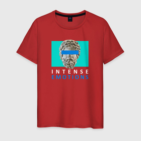 Мужская футболка хлопок с принтом Intense Emotions в сине бирюзовом цвете в Кировске, 100% хлопок | прямой крой, круглый вырез горловины, длина до линии бедер, слегка спущенное плечо. | 