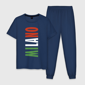 Мужская пижама хлопок с принтом Milano   Italia , 100% хлопок | брюки и футболка прямого кроя, без карманов, на брюках мягкая резинка на поясе и по низу штанин
 | 
