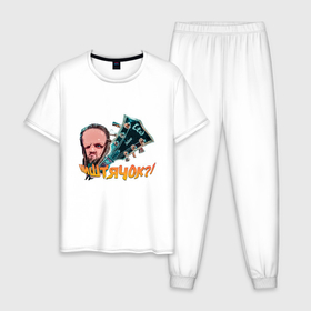 Мужская пижама хлопок с принтом Leos hellscream мем: ништячок в Екатеринбурге, 100% хлопок | брюки и футболка прямого кроя, без карманов, на брюках мягкая резинка на поясе и по низу штанин
 | 