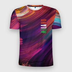 Мужская футболка 3D Slim с принтом Разноцветная экспрессивная композиция   Milano в Белгороде, 100% полиэстер с улучшенными характеристиками | приталенный силуэт, круглая горловина, широкие плечи, сужается к линии бедра | 
