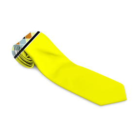 Галстук 3D с принтом Желтый неоновый комбинированный узор , 100% полиэстер | Длина 148 см; Плотность 150-180 г/м2 | 