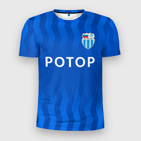 Мужская футболка 3D Slim с принтом ФК Ротор   Волгоградский футбольный клуб в Курске, 100% полиэстер с улучшенными характеристиками | приталенный силуэт, круглая горловина, широкие плечи, сужается к линии бедра | 