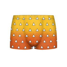 Мужские трусы 3D с принтом Оранжевое кимоно с треугольниками   Зеницу клинок в Кировске, 50% хлопок, 50% полиэстер | классическая посадка, на поясе мягкая тканевая резинка | Тематика изображения на принте: 