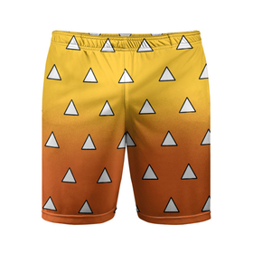 Мужские шорты спортивные с принтом Оранжевое кимоно с треугольниками   Зеницу клинок в Петрозаводске,  |  | Тематика изображения на принте: 