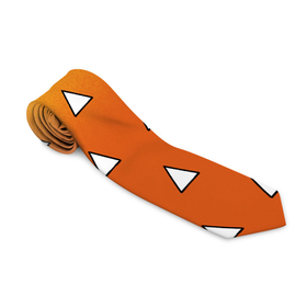 Галстук 3D с принтом Оранжевое кимоно с треугольниками   Зеницу клинок в Петрозаводске, 100% полиэстер | Длина 148 см; Плотность 150-180 г/м2 | 