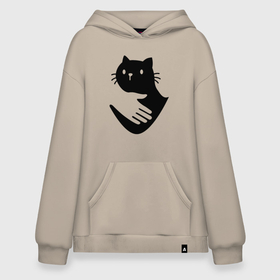 Худи SuperOversize хлопок с принтом Hand And Cat , 70% хлопок, 30% полиэстер, мягкий начес внутри | карман-кенгуру, эластичная резинка на манжетах и по нижней кромке, двухслойный капюшон
 | 